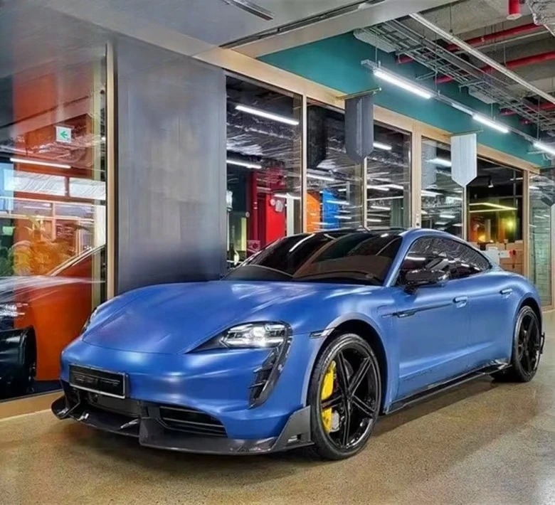M Style Carbon Body Kit for Taycan With Front Splitter Side Skirt Lips Headlight Cover Diffuse Wing Bumper Vents